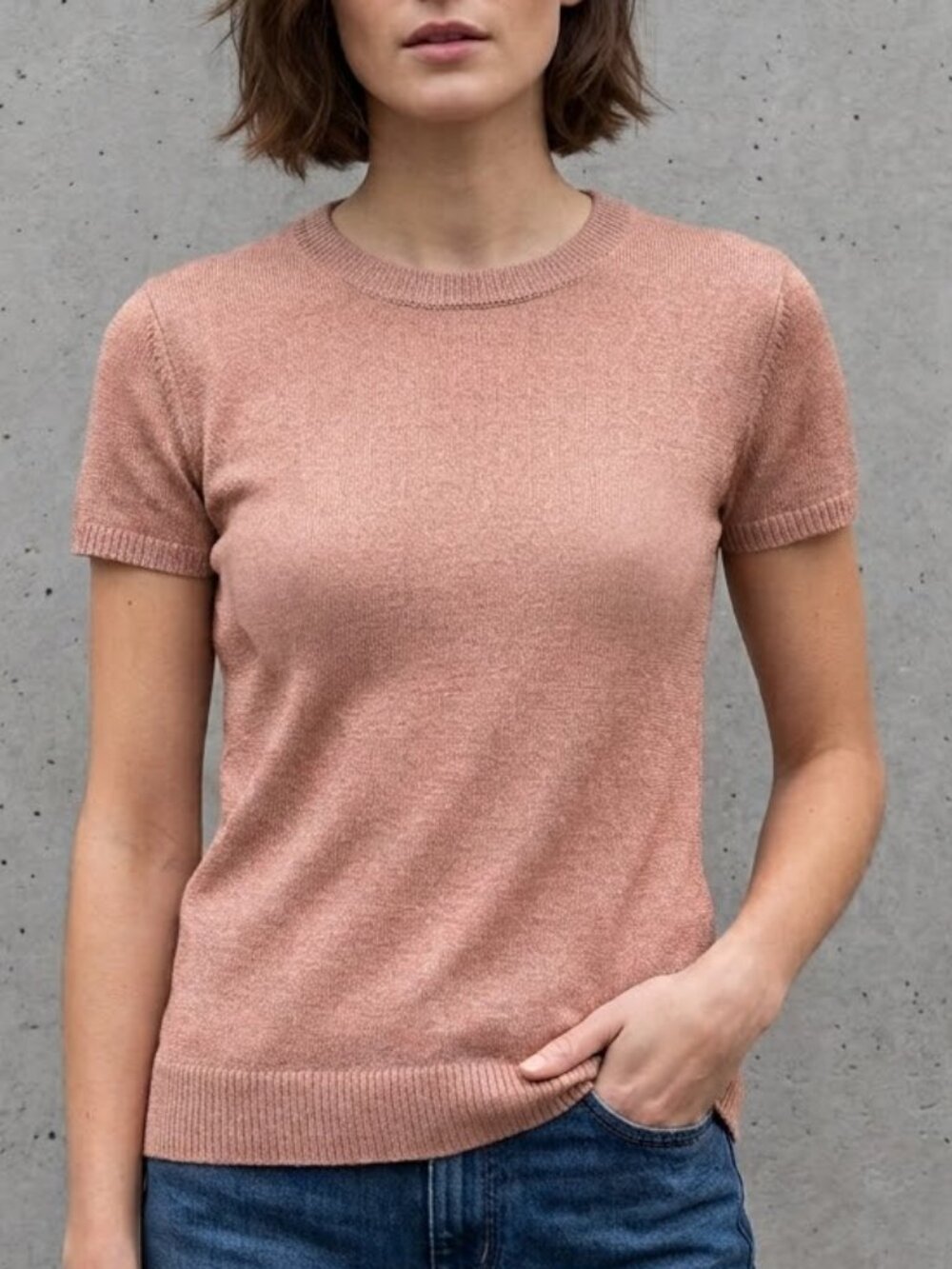 525 Women's X-Small Pink Cashmere Sweater Short Sleeve Crew Neck Size XS